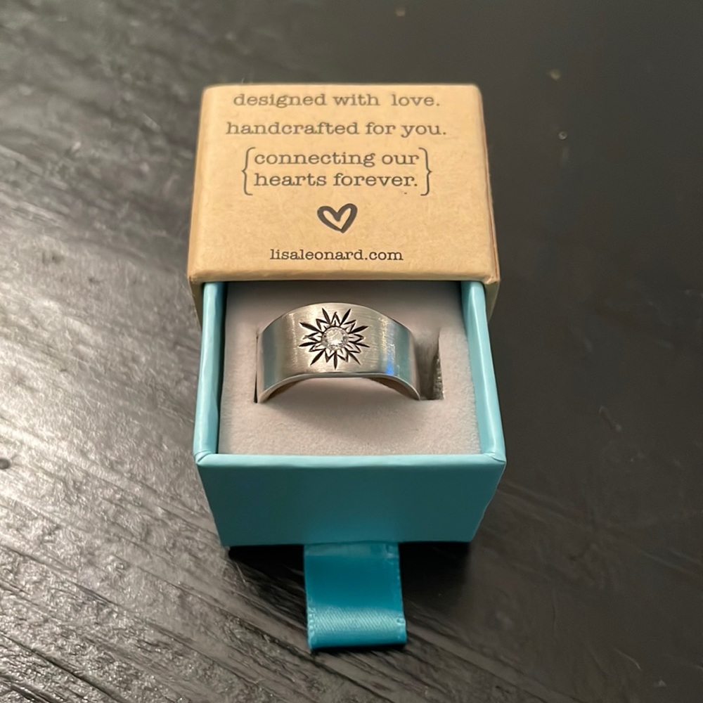 Lisa Leonard handcrafted silver ring with diamond